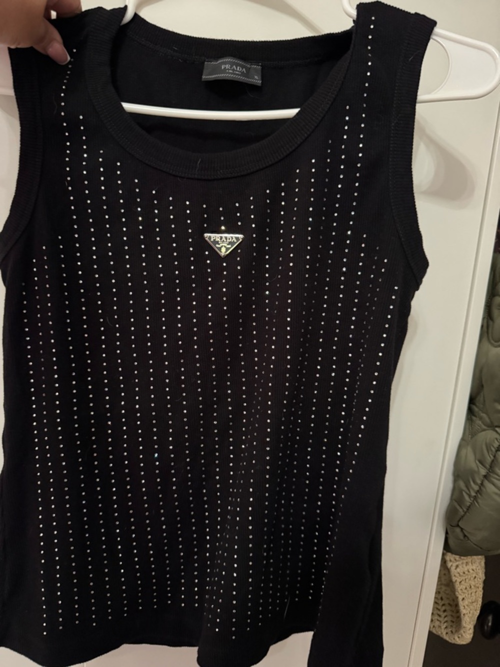 Prada Black Studded Ribbed Tank Top